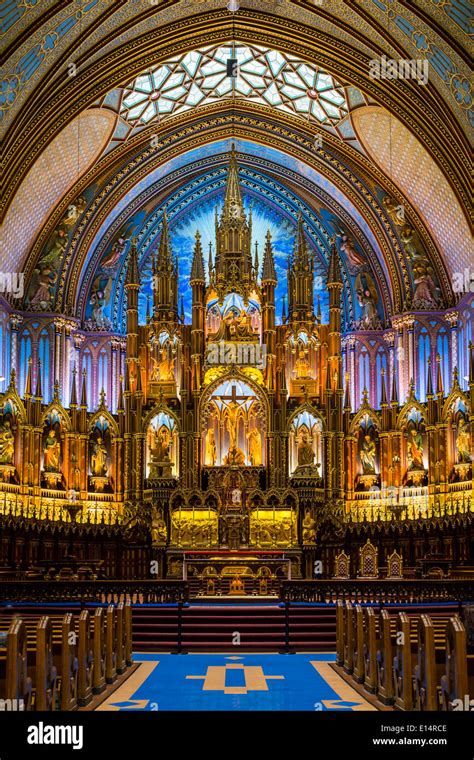 The Notre Dame Basilica Interior In Montreal Quebec Canada Stock