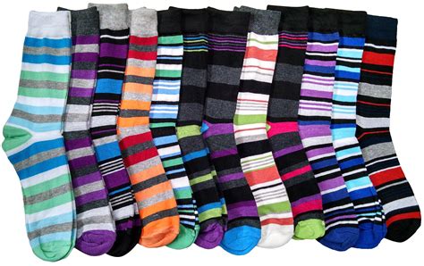 12 Pairs Of Excell Mens Striped Colorful Dress Socks Cotton Blend Sock Size 10 13 At Amazon