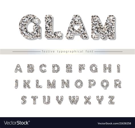Silver Glitter Font Isolated On White Modern Vector Image