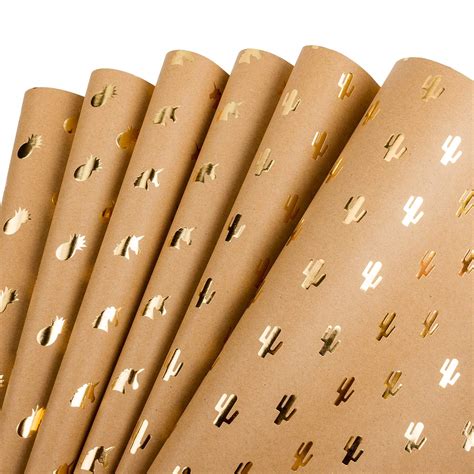 Ruspepa Kraft Wrapping Paper With Gold Foil
