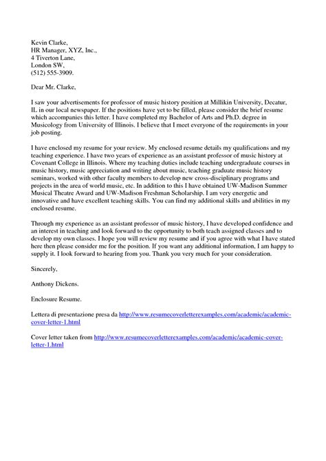 Cover Letter For Applying Lecturer Position