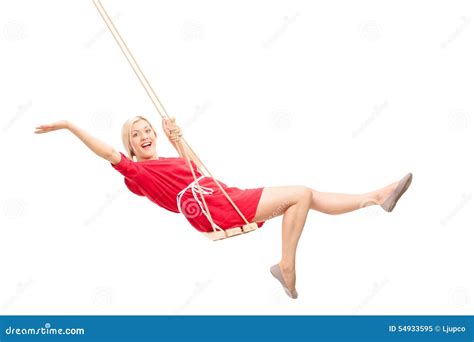 Joyful Woman Swinging On A Swing Stock Image Image Of Overjoyed