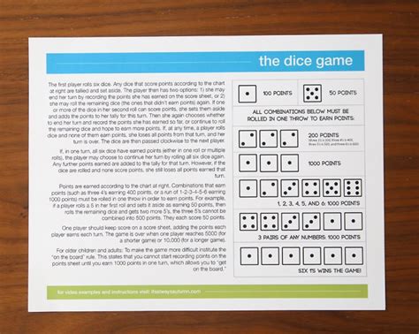 Farkle Dice Game Rules Printable Games World