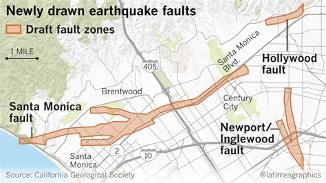 California fault lines map showing the tectonic plates of the earth represented by the fault lines across the california, usa. Earthquake fault maps for Beverly Hills, Santa Monica and ...