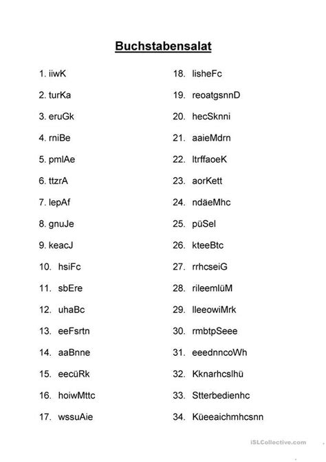 Buchstabensalat 1 Wörter Sortieren Wörter Suchen Rätsel