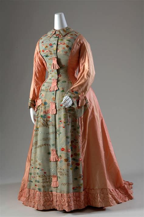 1898 1901 Green Silk Embroidered Tea Gown Fashion History Timeline