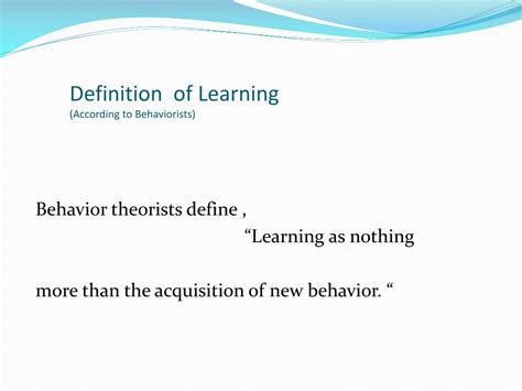 Ppt A Definition Of Learning Powerpoint Presentation Free Download
