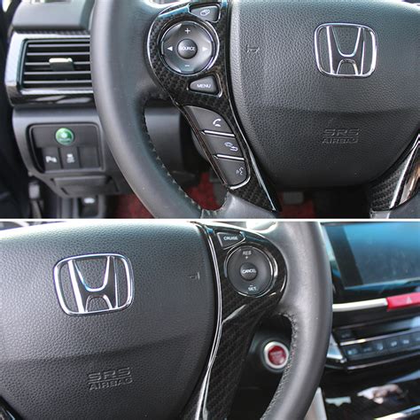 Carbon Fiber Style Plastic Steering Wheel Cover Trim For Honda Accord