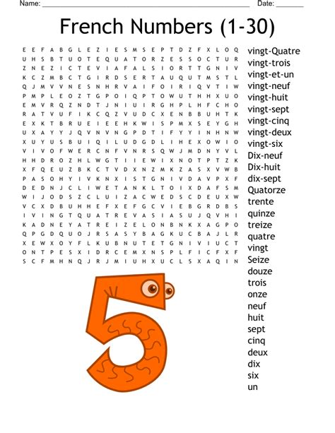 Les Nombres De 0 à 30 Crossword Wordmint