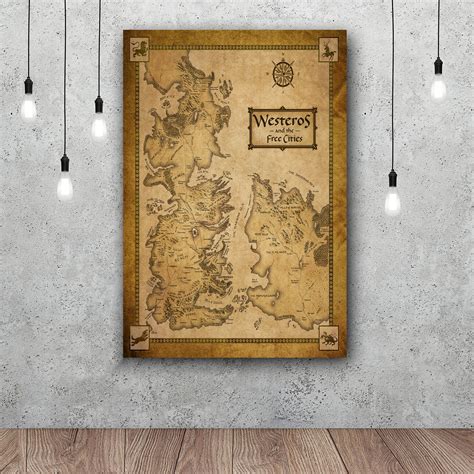 Game Of Thrones Westeros Map Silk Fabric Poster Art 12×18 24x36inch