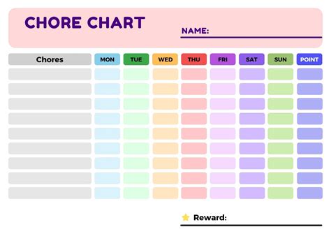 Downloadable Free Editable Printable Chore Charts Printable Templates