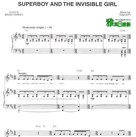 近乎正常next To Normal Superboy And The Invisible Girl声乐钢伴谱 雅筑清新乐谱