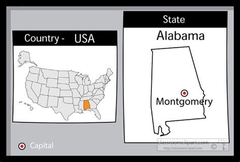 Alabama State Clipart Montgomery Alabama 2 State Us Map With Capital