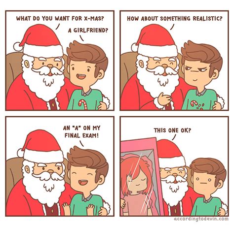 Santas Present Accordingtodevin Wish Guy Dude Fellow Santa Claus Comics Funny