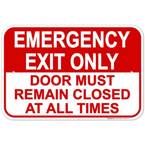 Emergency Exit Only. Door Must Repain Closed Sign. - Walmart.com ...