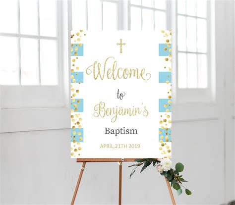 Baptism Welcome Sign Welcome Sign Baptism For Boy Printable Etsy