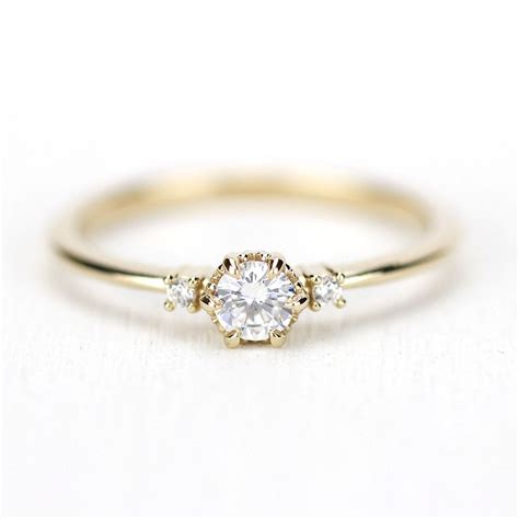 Simple Engagement Ring Delicate Engagement Ring Dainty Etsy