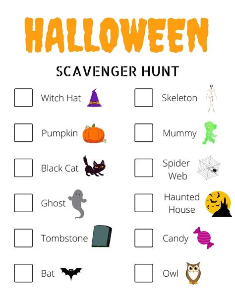 Printable Halloween Scavenger Hunt Halloween Scavenger Hunt Etsy
