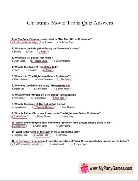 Printable Trivia Games With Answers Christmas Questions