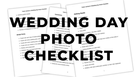 Wedding Photography Photo Checklist