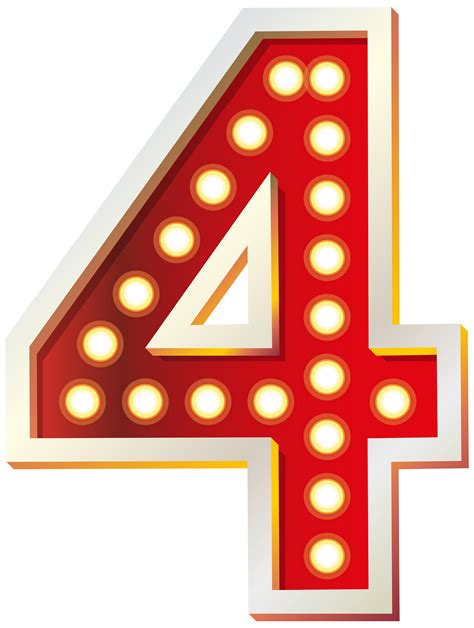 Red Number Four with Lights PNG Clip Art Image | Gallery Yopriceville ...