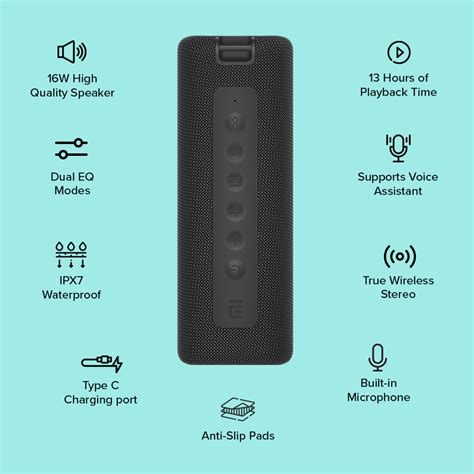 Xiaomi Mi Portable Bluetooth Speaker 16w Black Portable 56 Off