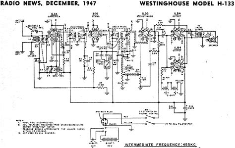 Westinghouse Model H 133 Schematic And Parts List December 1947 Radio