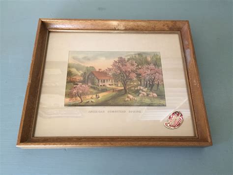 Vintage Currier And Ives Framed Print American Homestead Spring
