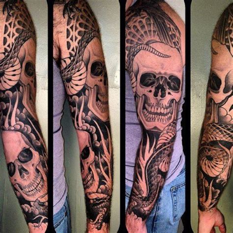 Snake Skull Sleeve Tattoo By Three Kings Tattoo
