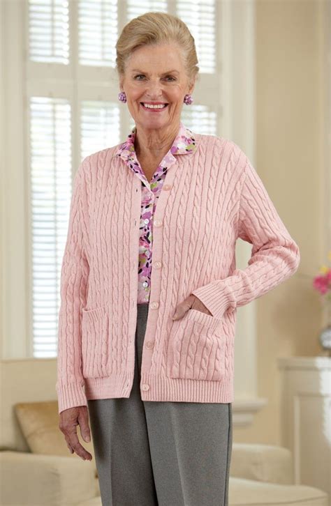 Cotton Cardigan Sweater With Pockets Old Lady Clothes Cotton