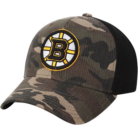 Mens Boston Bruins Adidas Camoblack Adjustable Hat