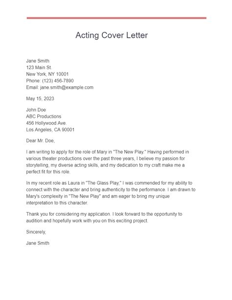 21 acting cover letter examples how to write tips examples