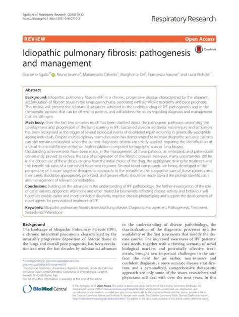 Pdf Idiopathic Pulmonary Fibrosis Pathogenesis And Management
