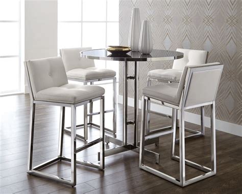 Modern Bar Height Table And Chairs Kona Ii Contemporary White Counter