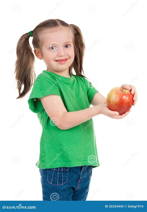 Girl With Apple Stock Image Image Of Cute Childhood 35334445