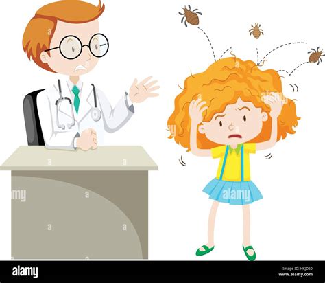 Doctor Examining Girl With Head Lice Illustration Stock Vector Image