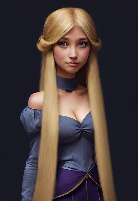 Fairytale Princess With Blonde Hair And Strong Blue Eyes Ai Generated