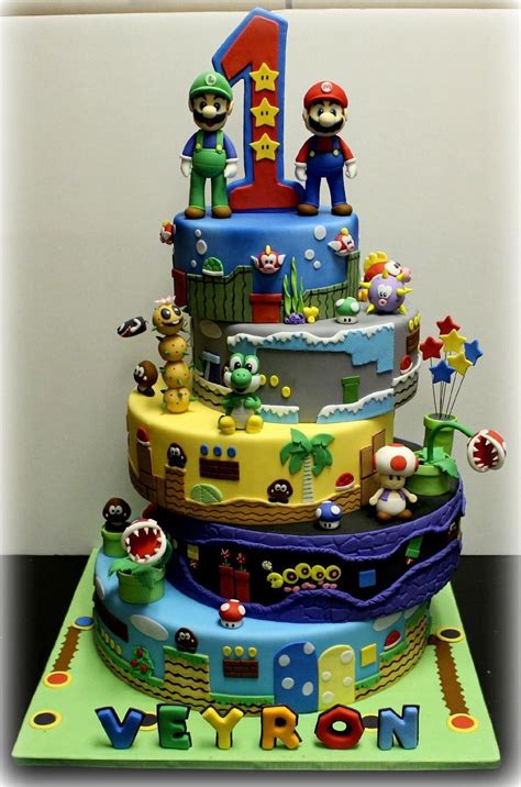 Each of the worlds feature a specific theme: Mario Bros Cakes | Mario bros cake, Mario cake, Mario birthday cake
