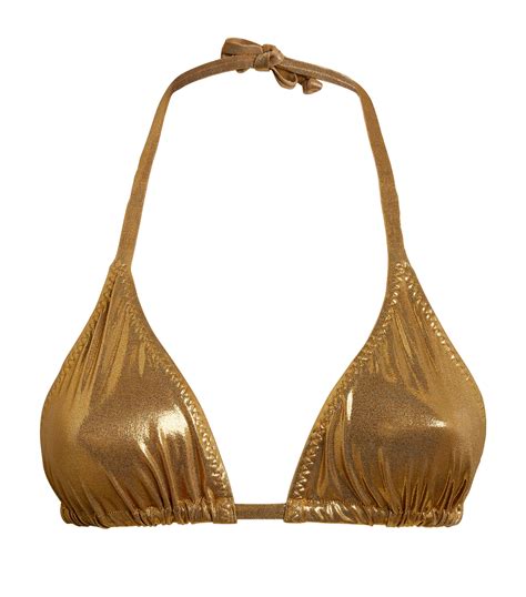 Norma Kamali Gold Triangle Bikini Top Harrods Uk