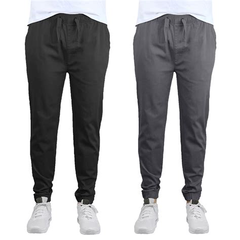 Gbh Mens Slim Fit Cotton Twill Jogger Pants 2 Pack