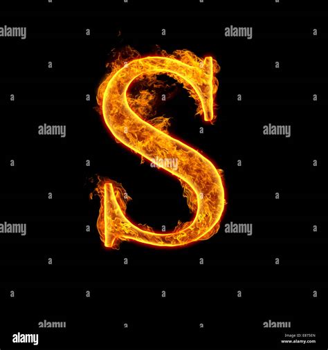 Fire Alphabet Letter S Isolated On Black Background Stock Photo Alamy