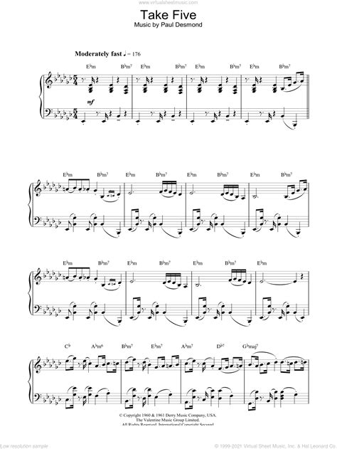 Take Five Sheet Music For Piano Solo Pdf V