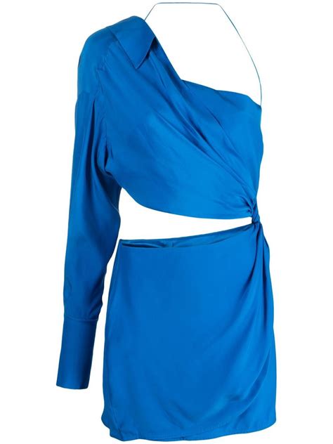 gauge81 arica cut out satin mini dress in blue modesens