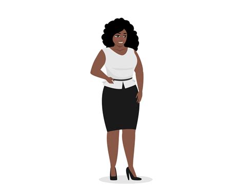 Attractive Chubby Black Businesswoman Standing In Elegant Office Clothes African American