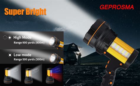 Geprosma Super Bright Most Powerful Cordless Handheld Spotlight High