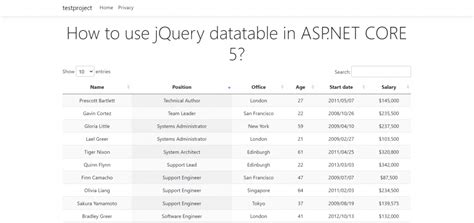 Jquery Datatables With Asp Net Core Server Side Processing Paging