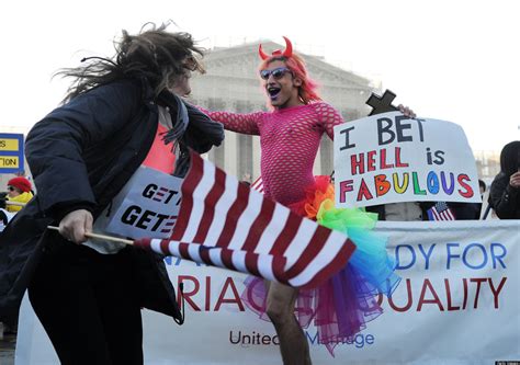 Gay Marriage Protest Signs Aim For Laughs Shock Outside Supreme Court