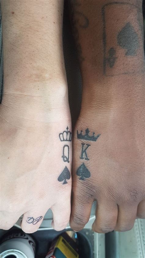 king queen spade tattoo on our hands my husband and i ♡ spade tattoo queen tattoo husband