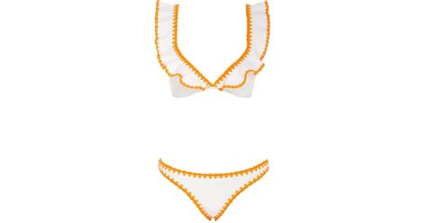 Zimmermann Halcyon Crochet Frill Bikini In Metallic Lyst