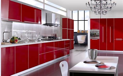 Red kitchen cabinets with white walls and countertops, complemented by black and stainless steel appliances and trim, will create a room that is warm and inviting, but relaxing as well. China Red Lacquered Kitchen Cabinets (ML-014) - China ...